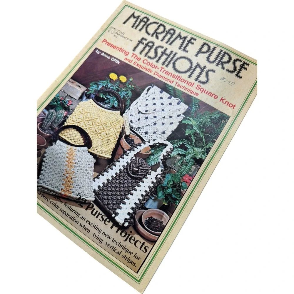 Lot of 8 Vintage Macrame Pattern Books 70s 80s Purses Jewelry Decor Retro Boho